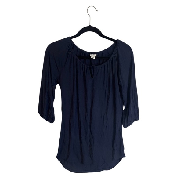 Old Navy Blue 3/4 Sleeve Blouse Relaxed Fit - Picture 4 of 5